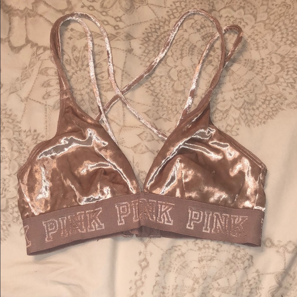 Vs pink velvet bralette
